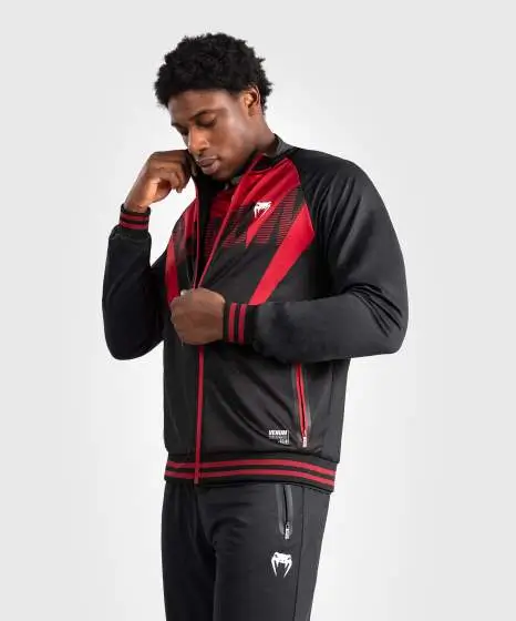 Venum Adrenaline Tracksuit Jacket Black Red 1 Venum Adrenaline Tracksuit Jacket in black with white logos