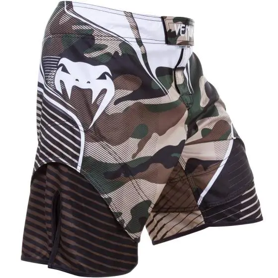 Venum Camo Hero Fight Shorts on white background