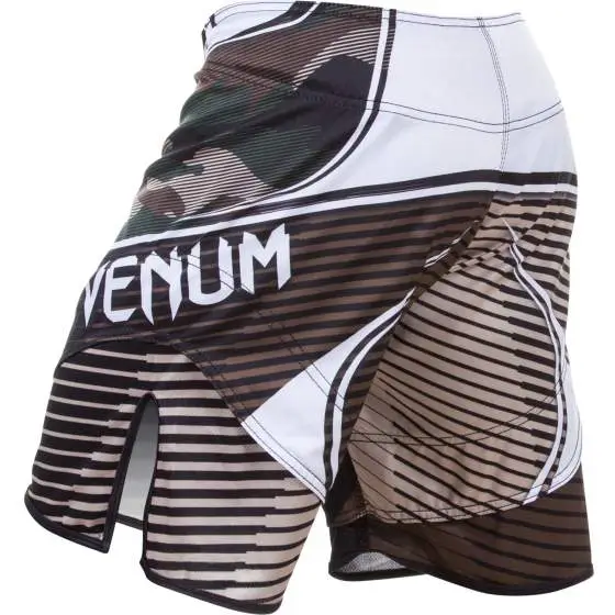 Venum Camo Hero Fight Shorts on white background