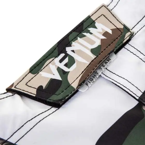 Venum Camo Hero Fight Shorts on a white background