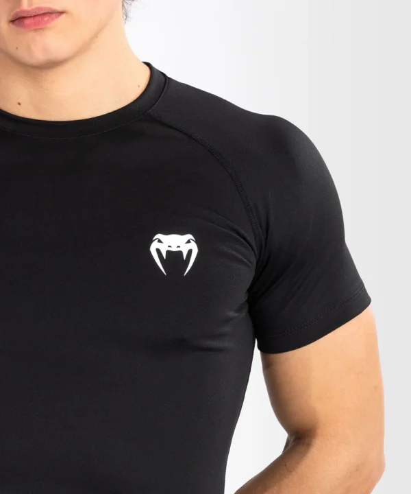 Venum Contender Short Sleeve Mens Rash Guard Black 3 Men wearing Venum Contender Short Sleeve Rash Guard