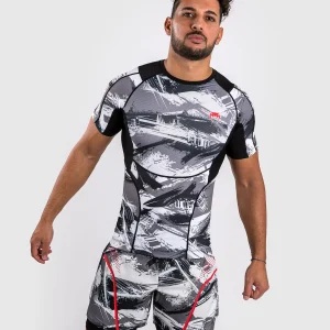 Venum Electron 3.0 Short Sleeve Rashguard in vibrant red and black color scheme