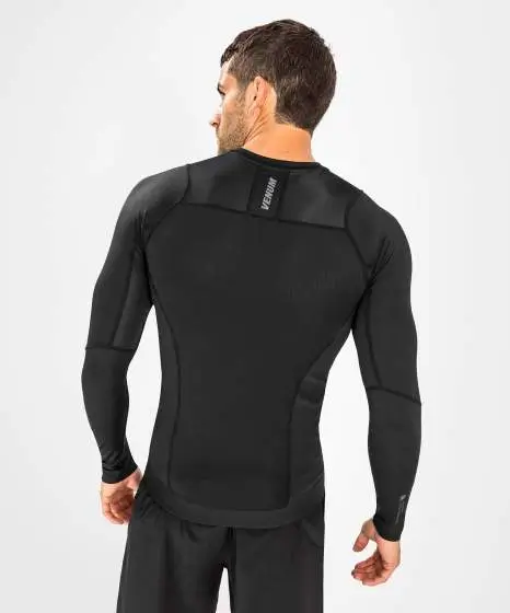 Venum G-Fit Air Long Sleeve Rash Guard in black and red color scheme.