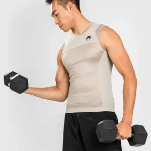 Sleeveless Venum G-Fit Air Rashguard in black and white color scheme