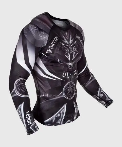 Venum Gladiator 3 0 Long Sleeve Rash Guard Black White 1 Venum Gladiator 3.0 Long Sleeve Rash Guard on a white background