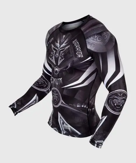 Venum Gladiator 3 0 Long Sleeve Rash Guard Black White 2 Venum Gladiator 3.0 Long Sleeve Rash Guard on a white background