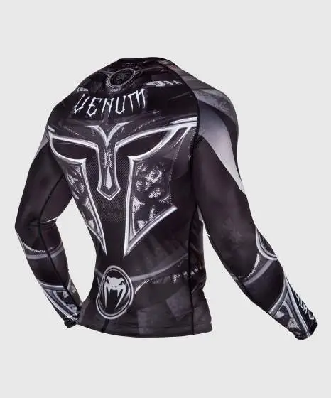 Venum Gladiator 3 0 Long Sleeve Rash Guard Black White 5 Black Venum Gladiator 3.0 Long Sleeve Rash Guard with white and red design