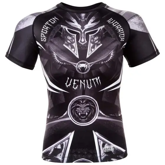 Black and white Venum Gladiator 3.0 Short Sleeve Rash Guard