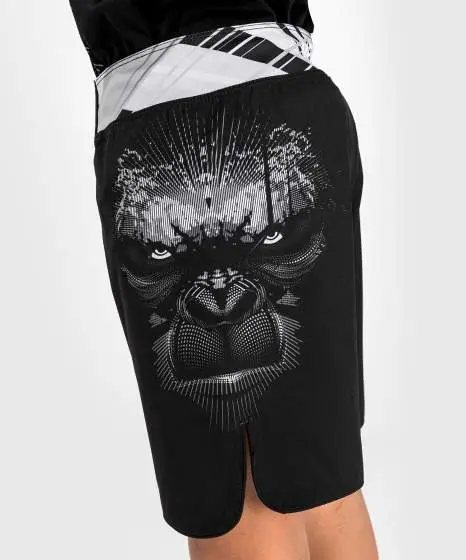 Venum Gorilla Jungle Kids Fightshorts Black White 4 Kids wearing Venum Gorilla Jungle Fightshorts