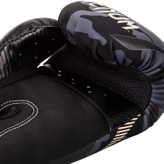 Venum Impact Boxing Gloves Black Grey 3 Venum Impact Boxing Gloves in detailed close-up