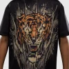 Venum Kids Tiger Dry Tech T Shirt Black Orange 2 Venum Kids Tiger Dry Tech T-Shirt on a plain background