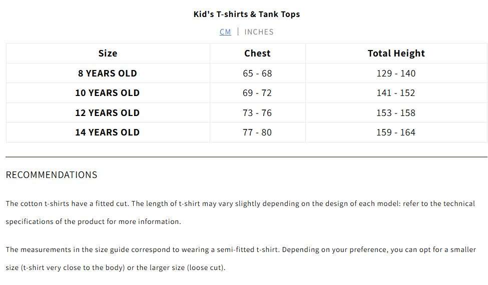 Size chart