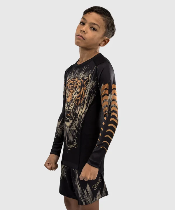 Venum Kids Tiger Long Sleeve Rash Guard Black Orange 1 Venum Kids Tiger Long Sleeve Rash Guard