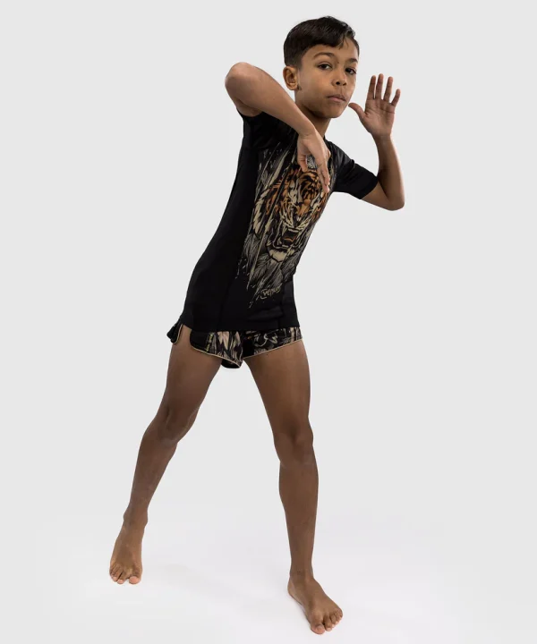 Venum Kids Tiger Short Sleeve Rash Guard Black Orange 5 Kid in Venum Tiger Short Sleeve Rash Guard