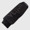 Venum Kontact Cotton Shin Guards No Foot Black 1 Close-up view of Venum Kontact cotton shin guards with no foot