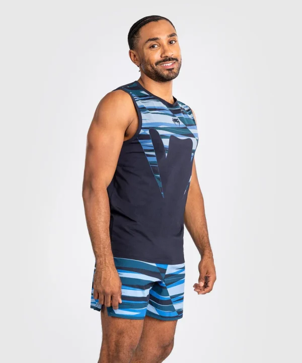 Venum Rapid Snake Head Mens Tank Top Blue 1 Man wearing a Venum Rapid Snake Head Men's Tank Top