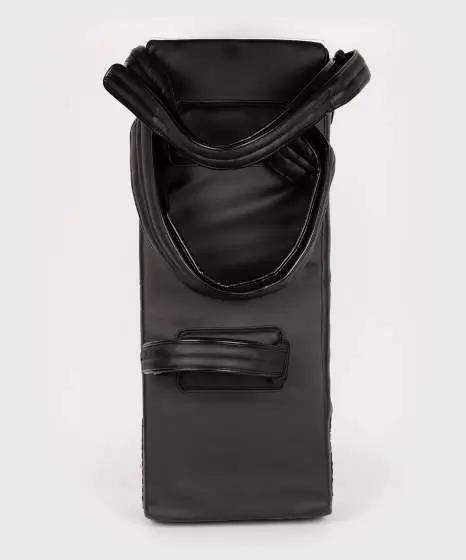 Venum Satchel Kick Shield Black White 2 Venum Satchel Kick Shield in professional gym setting