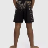 Venum Tiger Kids Fight Shorts Black Orange 2 Venum Tiger Kids Fight Shorts on a white background