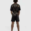 Venum Tiger Kids Fight Shorts Black Orange 6 Kid wearing Venum Tiger Fight Shorts