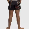 Venum Tiger Kids Muay Thai Shorts Black Orange 3 Kid wearing Venum Tiger Kids Muay Thai Shorts