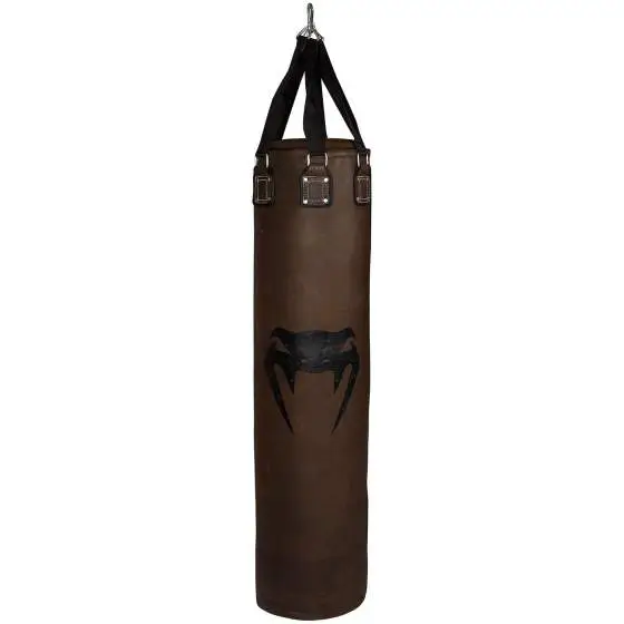 Venum Vintage Cowhide Leather Heavy Bag hung in a boxing gym