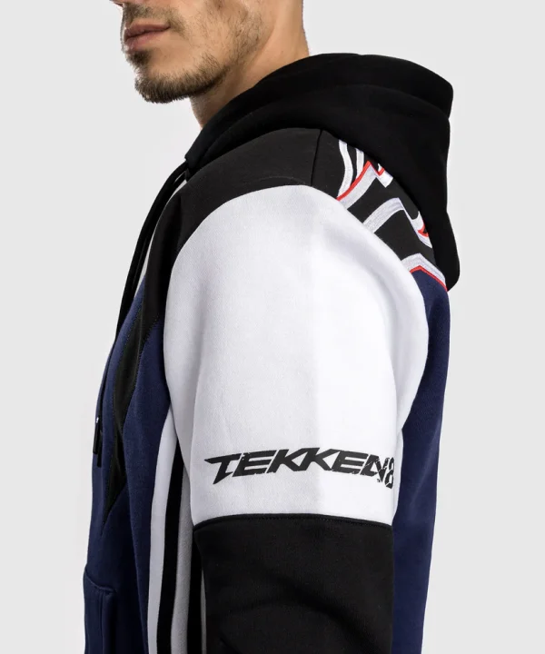 Venum X Tekken 8 Jin Kazama Hoodie Blue Black White 4 Venum x Tekken 8 Jin Kazama Hoodie with detailed design.