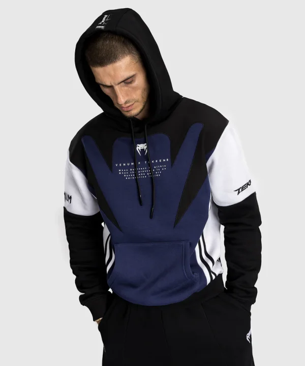 Venum X Tekken 8 Jin Kazama Hoodie Blue Black White 6 Black Venum x Tekken 8 Jin Kazama Hoodie featuring Tekken character graphics.