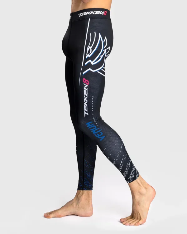 Venum X Tekken 8 Jin Kazama Spats Compression Tights Blue Black White 5 Man wearing Venum x Tekken 8 Jin Kazama Spats Compression Tights