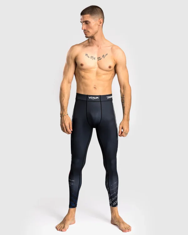 Venum X Tekken 8 Jin Kazama Spats Compression Tights Blue Black White 7 Venum x Tekken 8 Jin Kazama Spats Compression Tights in action