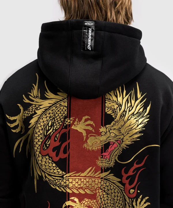Venum X Tekken 8 Marshall Law Hoodie Black Red Gold 5 Venum x Tekken 8 Marshall Law Hoodie in sleek black design.