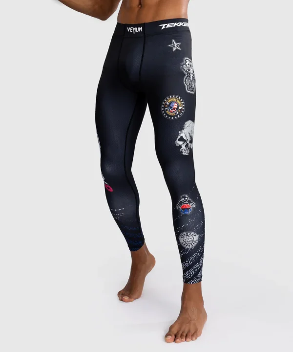 Venum X Tekken 8 Paul Phoenix Spats Compression Tights Black Blue 1 Venum x Tekken 8 Paul Phoenix Spats Compression Tights on white background