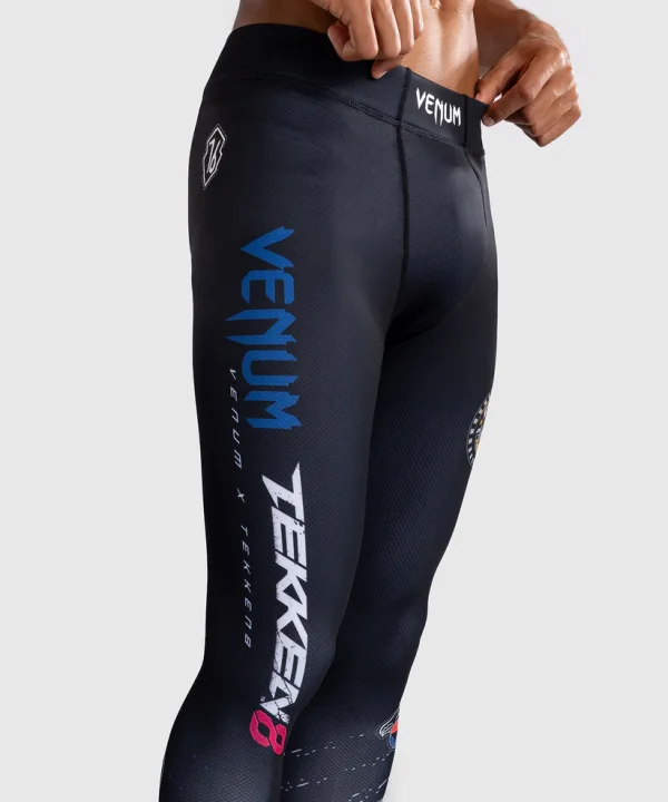 Venum X Tekken 8 Paul Phoenix Spats Compression Tights Black Blue 4 Venum x Tekken 8 Paul Phoenix Spats Compression Tights on a white background