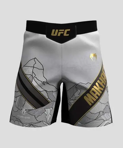 Official Islam Makhachev UFC Fightshorts by Venum Venum x UFC Unrivaled Islam Makhachev Fightshorts on a neutral background