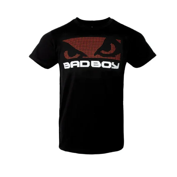 Bad Boy-Logo-Tshirt-Black Black Bad Boy Textured Logo T-Shirt on a plain background.