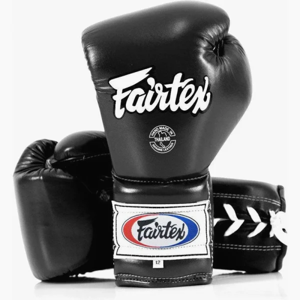 Fairtex BGL7 Mexican Lace-Up Boxing Gloves - Black | MMA, Boxing