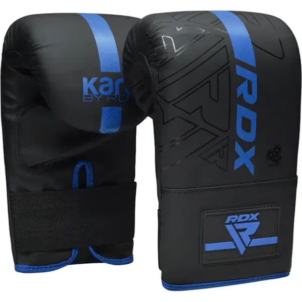 RDX F6 Kara Training Bag Gloves in black color laid on a neutral background