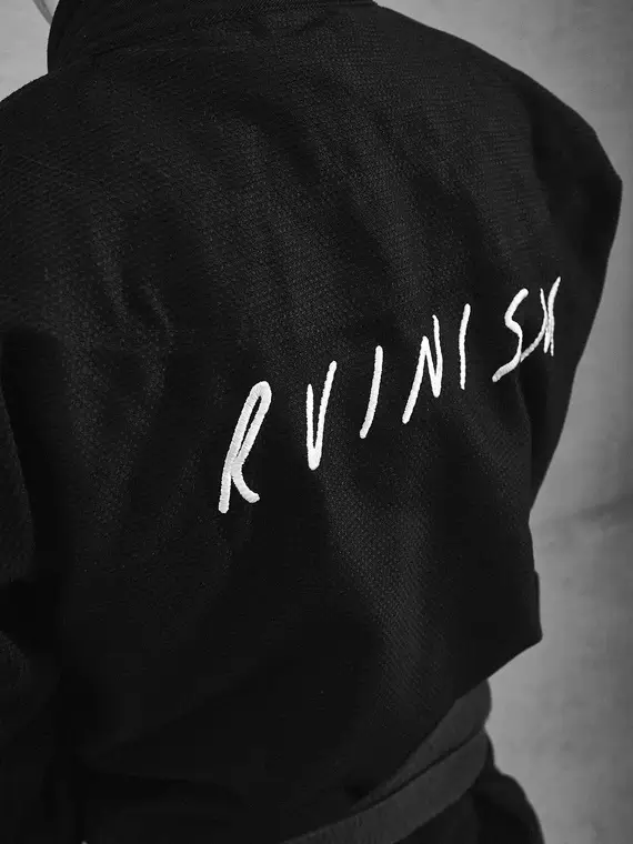Black Manto Ruinism BJJ Gi on a white background