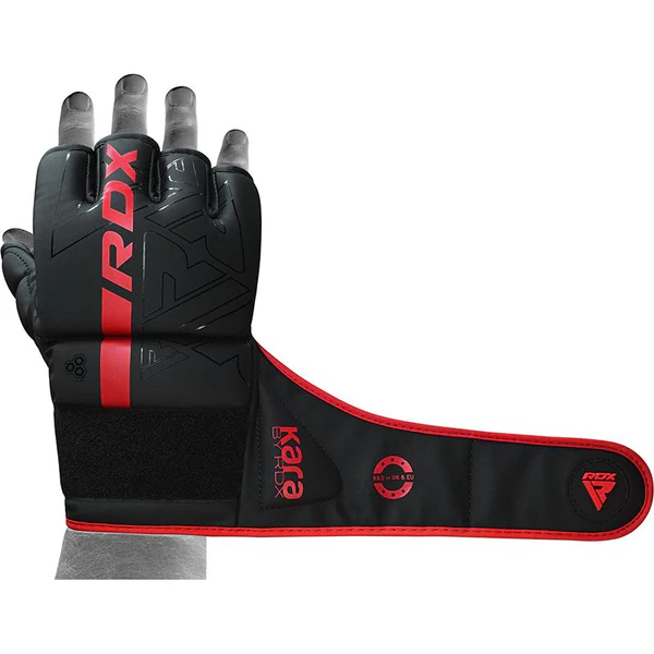 RDX F6 Kara Mixed Martial Art Sparring Gloves RDX F6 Kara MMA Sparring Gloves 7oz in fighting stance