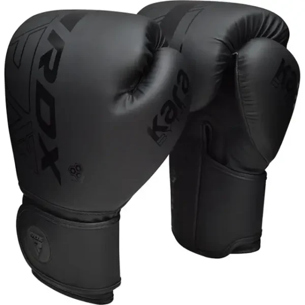 RDX F6 Kara Boxing Training Gloves on display RDX F6 Kara Boxing Training Gloves in black and red colors