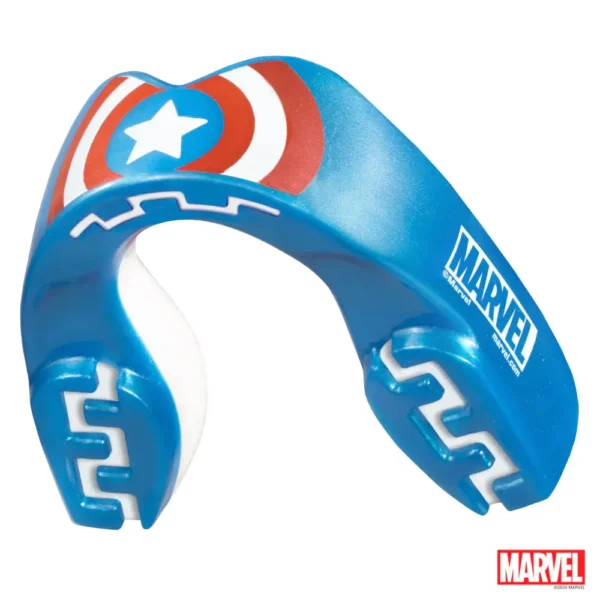 Safejawz x Marvel Captain America Mouthguard Picture of a Safejawz x Marvel Captain America Mouthguard – a reliable dental protection offering superior fit.