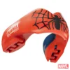 The image displays the Safejawz x Marvel Ortho Spider-Man Mouthguard product, designed to protect teeth during contact sports.
