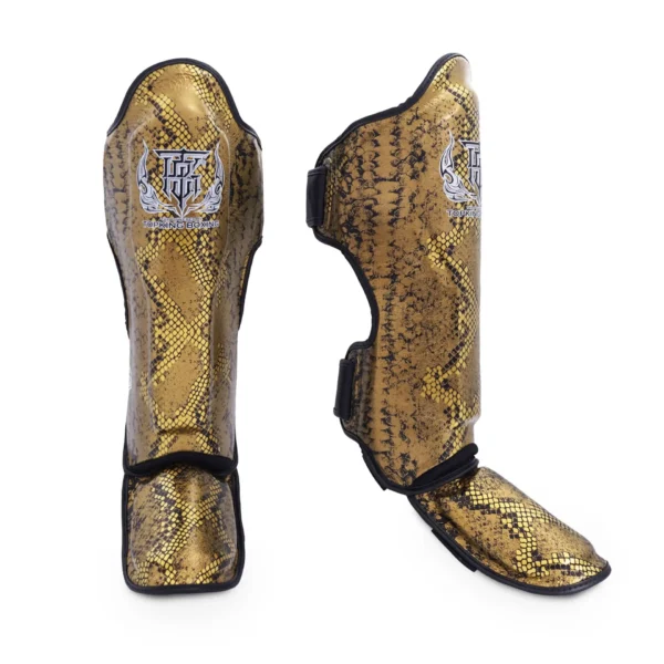 Top King Super Snake Shin Guards High-quality Top King Super Snake Shin Guards in red and black color, perfect for martial arts training.