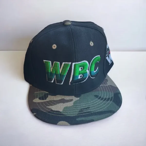 WBC Original Logo Camo Cap Close-up image of the WBC Original Logo Camo Cap