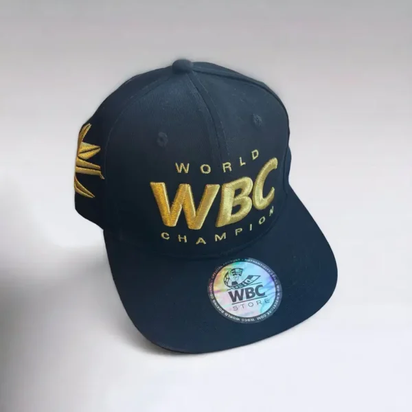 WBC World Champion Cap Man wearing 'WBC World Champion Cap' - quality black baseball cap with prominent WBC champion logo.