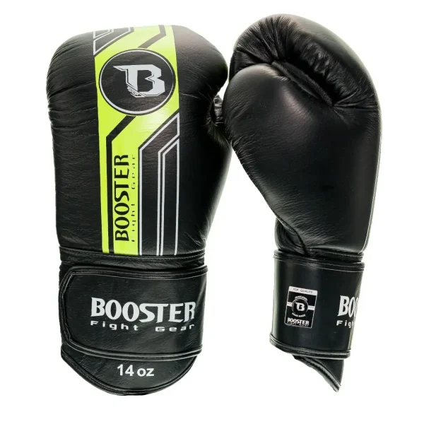 A pair of Booster Boxing Gloves BGLV9 in spotlight.