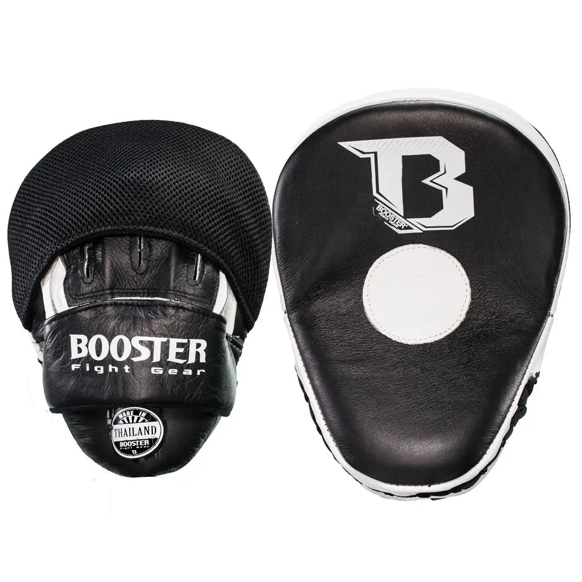 Boxing athlete using Booster Professional Premium Focus Mitts BPM for training.