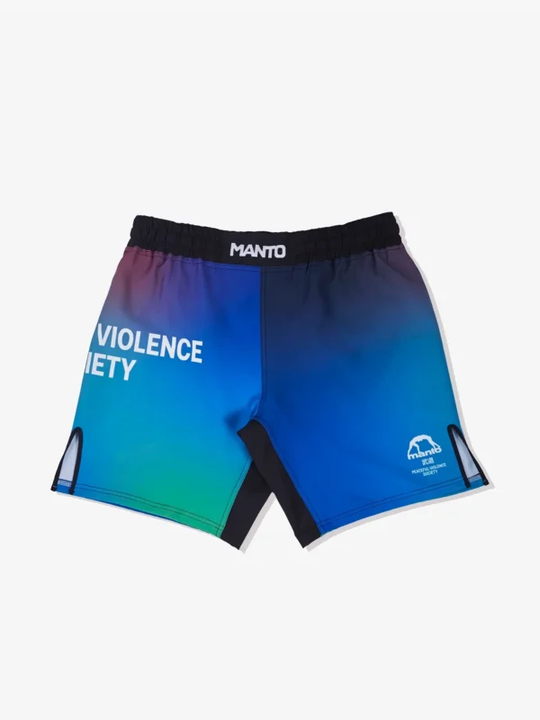 Manto Society Gradient Fight Shorts in a vibrant color gradient design