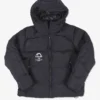 Woman wearing Manto Society Puffer Jacket in black color