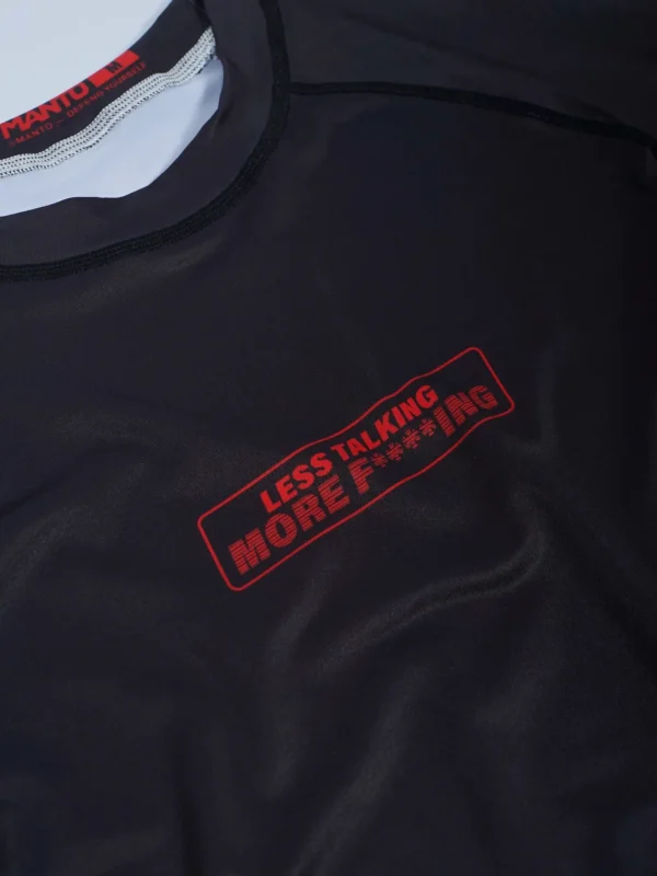 Manto Less Talking More Fighting Rash Guard in action