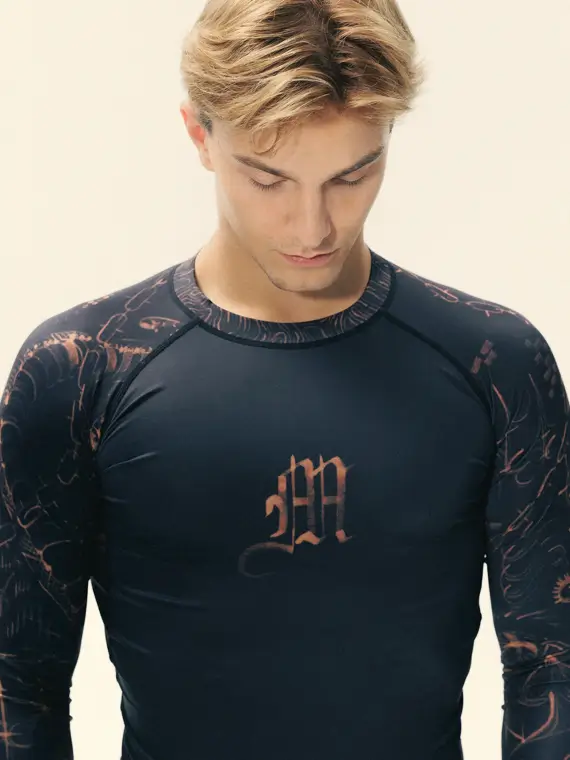 Manto Long Sleeve Rash Guard - 'Free Hugs' Manto Free Hugs Long Sleeve Rash Guard in black